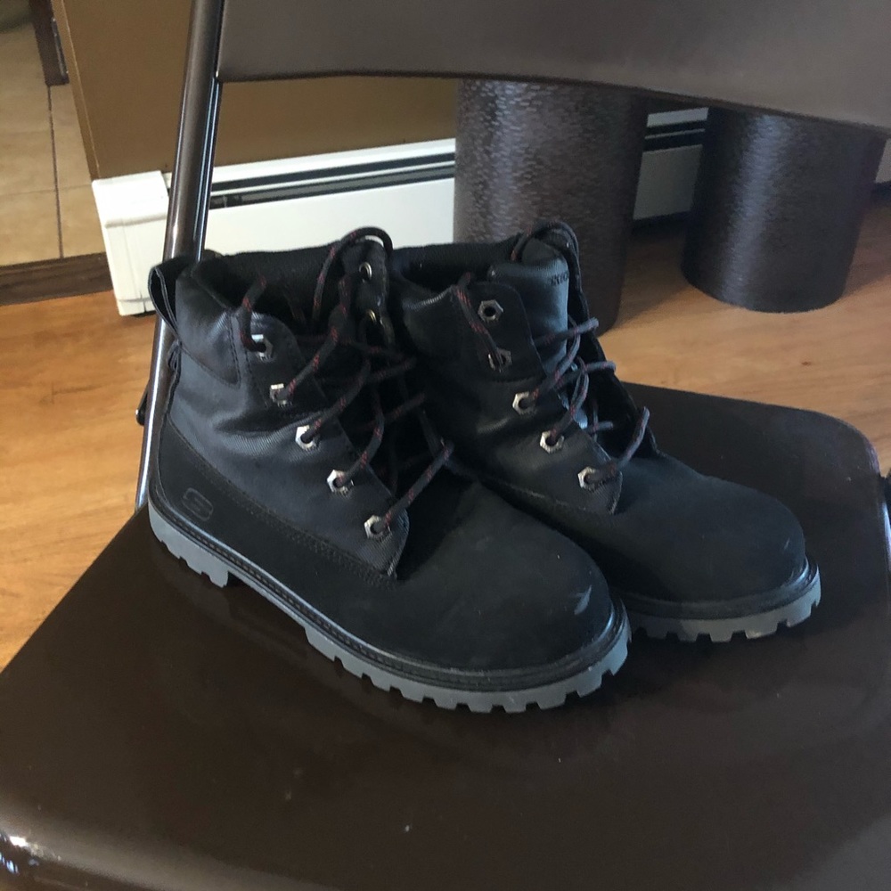 Boys Black Skechers Laced Boots